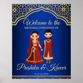 Poster Arc bleu arabe royal couple hindou indien (Devant)
