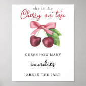 Poster Arc cerise - Combien de bonbons sont dans le bocal (Devant)