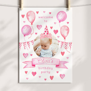 Poster Arc Chapeau Rose Photo Coquette Bienvenue Fête d'a