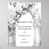 Poster Arc de fleurs 25e anniversaire Mariage bienvenue (Devant)