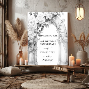 Poster Arc de fleurs 25e anniversaire Mariage bienvenue