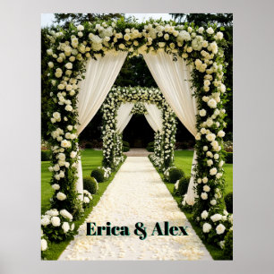 Poster Arc de mariage élégant de jardin de cérémonie avec