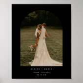 Poster Arc de photo de couple de mariage noir moderne (Devant)