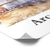 Poster Arc de Triomphe France Art Aquarelle Sketch (Coin)