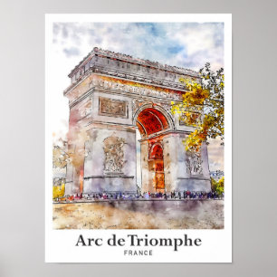 Poster Arc de Triomphe France Art Aquarelle Sketch