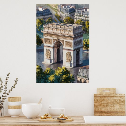 Poster Arc de Triomphe Vue d'en haut (Cuisine)
