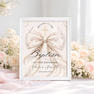 Poster Arc élégant de coquette avec Bienvenue de baptême