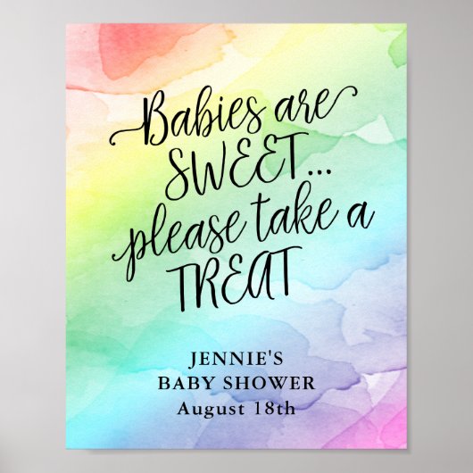 Poster Arc en arc-en-ciel Baby shower aquarelle Favoriser (Devant)
