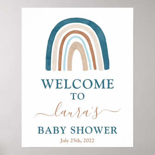 Poster Arc en arc-en-ciel Baby shower Boy Welcome sign (Devant)
