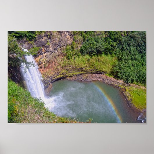 Poster Arc en ciel à Wailua Falls, Kauai, Hawaii (Devant)