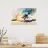 Poster Arc-en-ciel Abstrait après la pluie aquarelle (Cuisine)