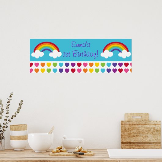 Poster Arc-en-ciel Anniversaire de bannière personnalisée (Cuisine)