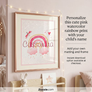 Poster Arc-en-ciel aquarelle personnalisé
