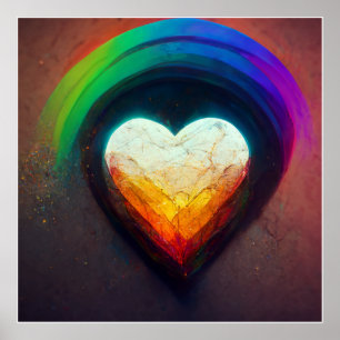 Poster Arc-en-ciel avec coeur