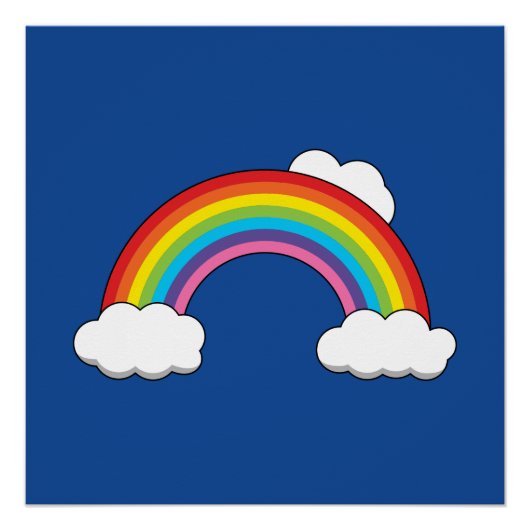 Poster Arc en ciel avec nuages blancs (Devant)