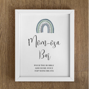 Poster Arc en ciel Baby Boy Mom-osa Bar Baby shower Signa