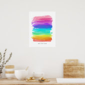 Poster Arc-en-ciel Brushstrokies Minimaliste Happy Text (Cuisine)