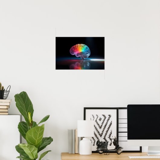 Poster Arc-en-ciel Cerveau Autisme Neurodiversité Sensibi (Bureau à domicile)