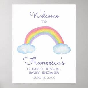 Poster Arc-en-ciel coloré Baby shower de révélation de ge