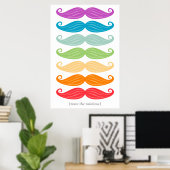 Poster Arc-en-ciel de Moustache (Bureau à domicile)