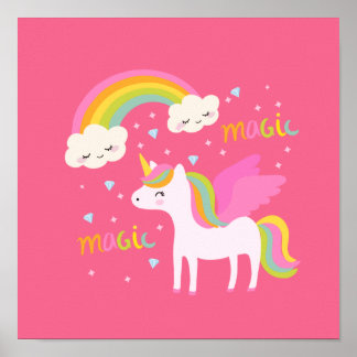 Poster Arc-en-ciel de Unicorne