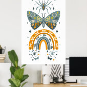 Poster Arc-en-ciel d'Halloween, papillons et araignées (Bureau à domicile)