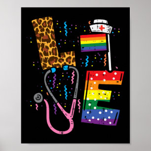 Poster Arc-en-ciel Drapeau Amour Infirmière Rn Scrub Top