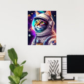 Poster Arc-en-ciel en chat spatial, astronaute Art numéri (Bureau à domicile)
