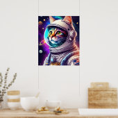 Poster Arc-en-ciel en chat spatial, astronaute Art numéri (Cuisine)