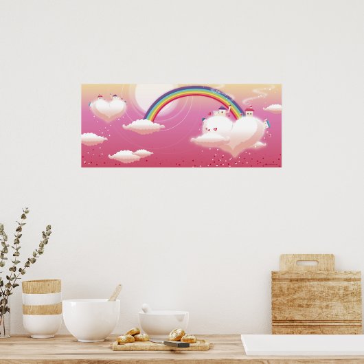 Poster Arc-en-ciel et bâtiments sur les nuages (Cuisine)