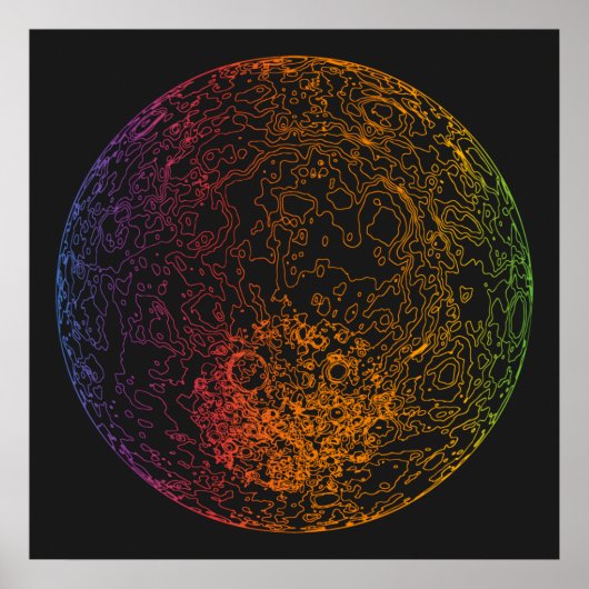 Poster Arc en ciel Illustration technique de lune 24x24 (Devant)