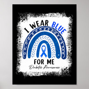 Poster Arc En Ciel Je Porte Du Ruban Bleu Pour Moi Diabèt
