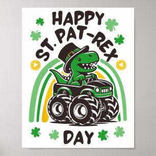 Poster Arc-en-ciel Joyeux St Pat Trex Jour Dino St Patric