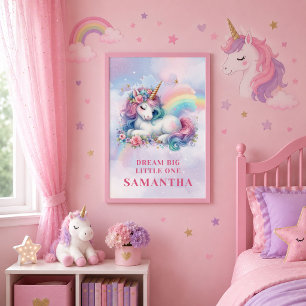 Poster Arc-en-ciel Licorne Magique Jour Fille Anniversair