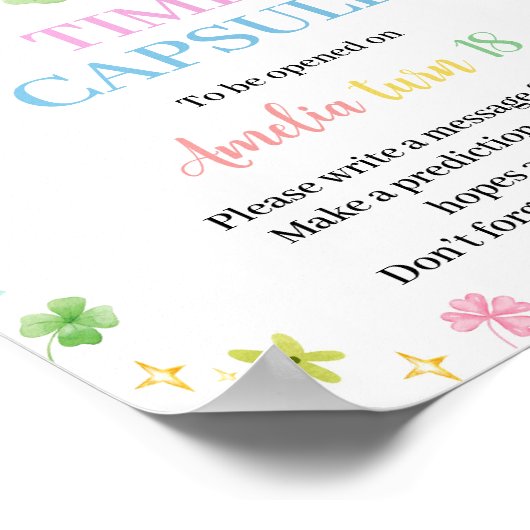 Poster Arc-en-ciel Lucky One Birthday Time Capsule Sign (Coin)