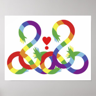 Poster Arc-en-ciel, mains colorées