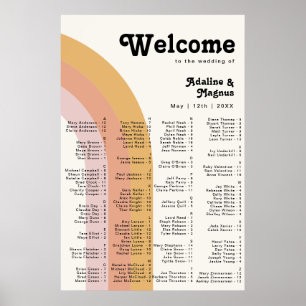 Poster Arc-en-ciel moderne rétro 70's   Siège Alphabétiqu