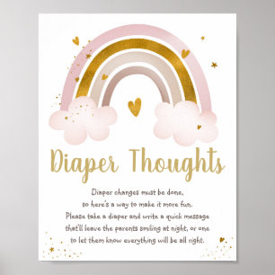 Poster Arc-en-ciel Neutre Baby shower or Réflexions sur l