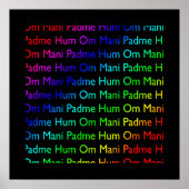 Poster Arc en ciel Om Mani Padme Hum sur imprimé noir (Devant)