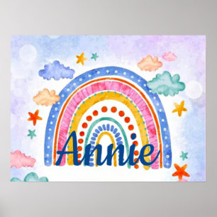 Poster Arc-en-ciel pastel personnalisé mignon