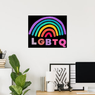 Poster Arc-en-ciel peint avec l'écriture LGBTQ