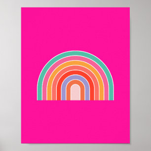 Poster Arc-en-ciel rose chaud Preppy coloré Joyeux Arc-en