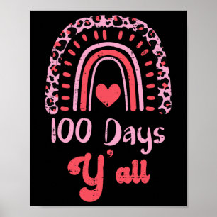 Poster Arc-en-ciel rose léopard 100 jours École du 100e j