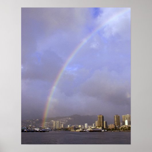 Poster Arc en ciel sur Honolulu, Hawaii, États-Unis (Devant)