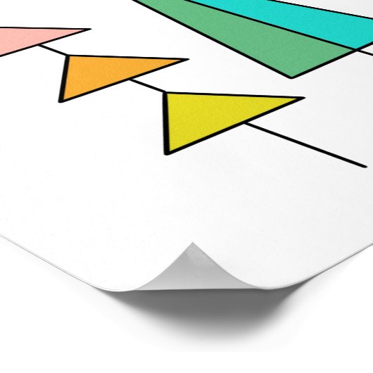 Poster arc-en-ciel triangles numériques simples géométriq (Coin)
