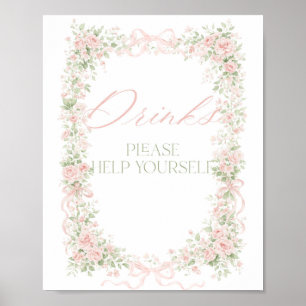Poster Arc en fleurs bébé en fleurs Fille Baby Shower Bar