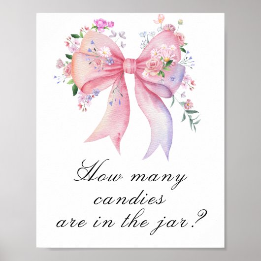 Poster Arc floral bébé shower - devinez combien de bonbon (Devant)