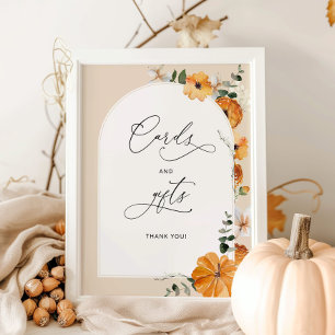 Poster Arc floral orange chute Cartes et cadeaux
