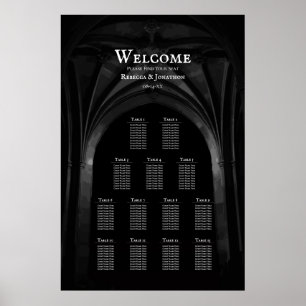 Poster Arc gothique Mariage élégant Noir et Blanc foncé