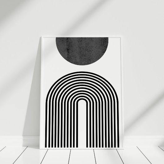 Poster Arc minimaliste noir et blanc et cercle Abstrait